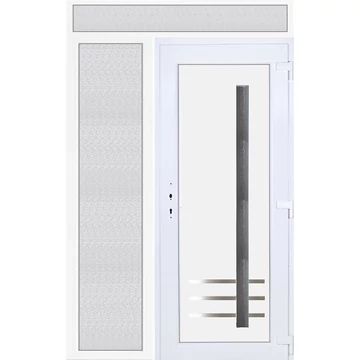 Műanyag bejárati ajtó 150x240 jobbos Daytona 1 üveges 3 rétegű üveggel extra vastag hőszigetelt panellal felül+oldalvilágítóval 5 kamrás fehér
