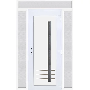 Műanyag bejárati ajtó 160x240 jobbos Daytona 1 üveges 3 rétegű üveggel extra vastag hőszigetelt panellal felül+oldalvilágítóval 5 kamrás fehér