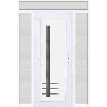 Műanyag bejárati ajtó 180x240 balos Daytona 1 üveges 3 rétegű üveggel extra vastag hőszigetelt panellal felül+oldalvilágítóval 5 kamrás fehér