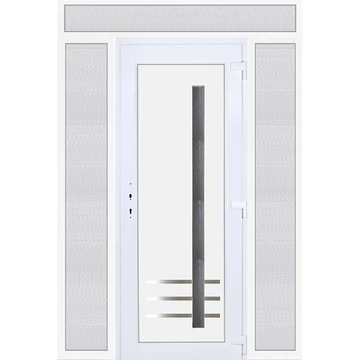 Műanyag bejárati ajtó 180x240 jobbos Daytona 1 üveges 3 rétegű üveggel extra vastag hőszigetelt panellal felül+oldalvilágítóval 5 kamrás fehér