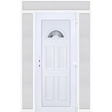 Műanyag bejárati ajtó 160x240 jobbos Miami 1 üveges felül+oldalvilágítóval 5 kamrás fehér