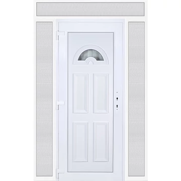 Műanyag bejárati ajtó 160x240 balos Miami 1 üveges 3 rétegű üveggel extra vastag hőszigetelt panellal felül+oldalvilágítóval 5 kamrás fehér