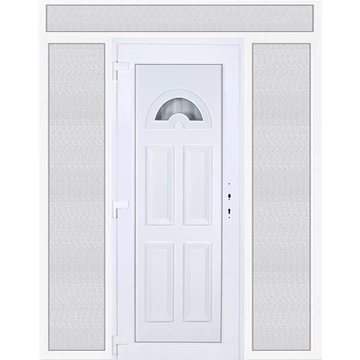 Műanyag bejárati ajtó 200x240 balos Miami 1 üveges 3 rétegű üveggel extra vastag hőszigetelt panellal felül+oldalvilágítóval 5 kamrás fehér