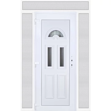 Műanyag bejárati ajtó 160x240 balos Miami 3 üveges felül+oldalvilágítóval 5 kamrás fehér