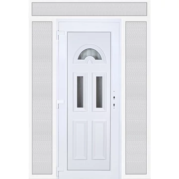 Műanyag bejárati ajtó 180x240 balos Miami 3 üveges felül+oldalvilágítóval 5 kamrás fehér