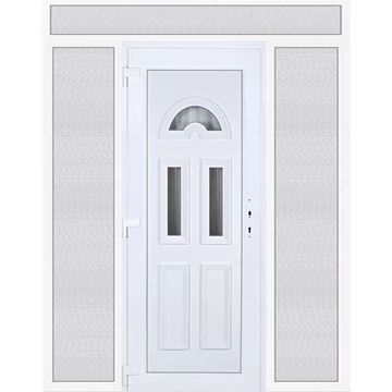 Műanyag bejárati ajtó 200x240 balos Miami 3 üveges 3 rétegű üveggel extra vastag hőszigetelt panellal felül+oldalvilágítóval 5 kamrás fehér