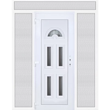 Műanyag bejárati ajtó 200x240 balos Miami 5 üveges 3 rétegű üveggel extra vastag hőszigetelt panellal felül+oldalvilágítóval 5 kamrás fehér