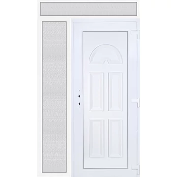 Műanyag bejárati ajtó 140x240 jobbos Miami tömör felül+oldalvilágítóval 5 kamrás fehér