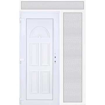 Műanyag bejárati ajtó 150x240 balos Miami tömör felül+oldalvilágítóval 5 kamrás fehér