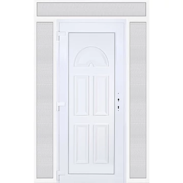 Műanyag bejárati ajtó 160x240 balos Miami tömör felül+oldalvilágítóval 5 kamrás fehér