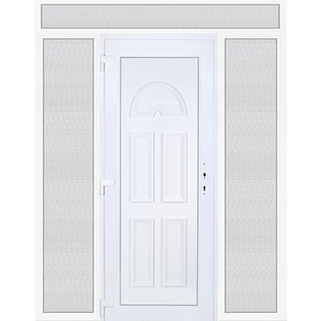Műanyag bejárati ajtó 200x240 balos Miami tömör felül+oldalvilágítóval 5 kamrás fehér
