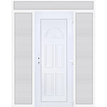 Műanyag bejárati ajtó 200x240 jobbos Miami tömör felül+oldalvilágítóval 5 kamrás fehér