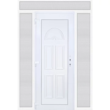 Műanyag bejárati ajtó 180x240 balos Miami tömör extra vastag hőszigetelt panellal felül+oldalvilágítóval 5 kamrás fehér
