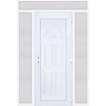 Műanyag bejárati ajtó 180x240 jobbos Miami tömör extra vastag hőszigetelt panellal felül+oldalvilágítóval 5 kamrás fehér
