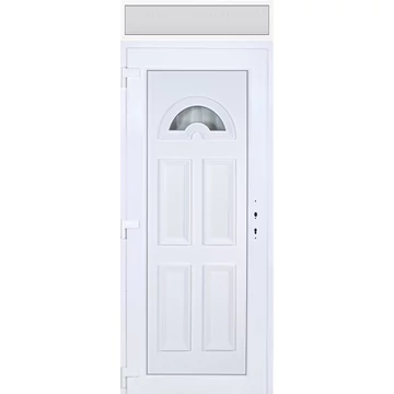 Műanyag bejárati ajtó 100x240 balos Miami 1 üveges felülvilágítóval 5 kamrás fehér