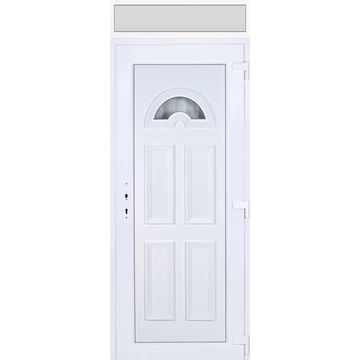 Műanyag bejárati ajtó 100x240 jobbos Miami 1 üveges felülvilágítóval 5 kamrás fehér