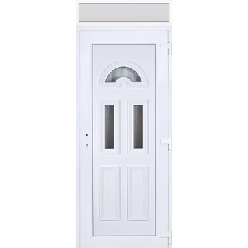Műanyag bejárati ajtó 100x240 jobbos Miami 3 üveges felülvilágítóval 5 kamrás fehér