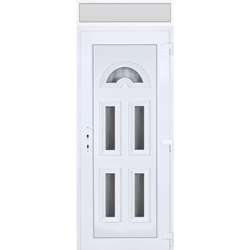 Műanyag bejárati ajtó 100x240 jobbos Miami 5 üveges felülvilágítóval 5 kamrás fehér