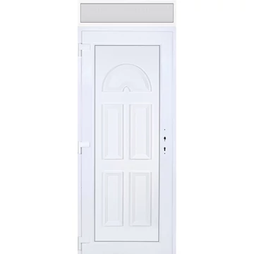 Műanyag bejárati ajtó 100x240 balos Miami tömör felülvilágítóval 5 kamrás fehér
