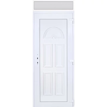 Műanyag bejárati ajtó 100x240 jobbos Miami tömör felülvilágítóval 5 kamrás fehér