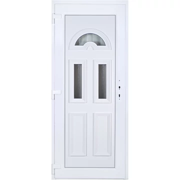 Műanyag bejárati ajtó 90x210 balos Miami 3 üveges 5 kamrás fehér