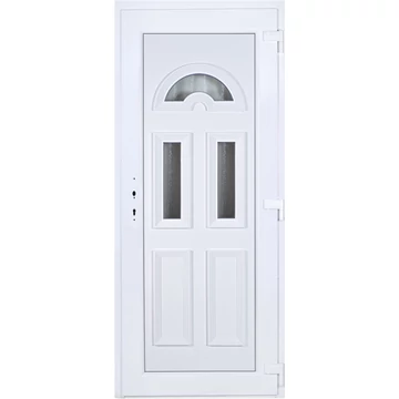 Műanyag bejárati ajtó 90x210 jobbos Miami 3 üveges 5 kamrás fehér