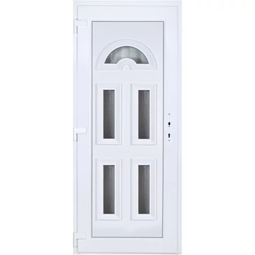 Műanyag bejárati ajtó 90x210 balos Miami 5 üveges 5 kamrás fehér