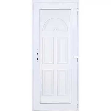 Műanyag bejárati ajtó 90x210 jobbos Miami tömör extra vastag hőszigetelt panellal 5 kamrás fehér