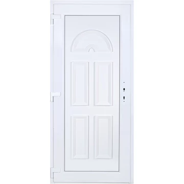 Műanyag bejárati ajtó 90x210 balos Miami tömör extra vastag hőszigetelt panellel 5 kamrás fehér