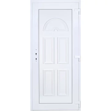 Műanyag bejárati ajtó 100x210 jobbos Miami tömör extra vastag hőszigetelt panellel 5 kamrás fehér