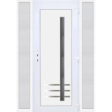 Műanyag bejárati ajtó 160x210 jobbos Daytona 1 üveges 3 rétegű üveggel extra vastag hőszigetelt panellal oldalvilágítóval 5 kamrás fehér
