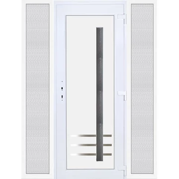 Műanyag bejárati ajtó 180x210 jobbos Daytona 1 üveges 3 rétegű üveggel extra vastag hőszigetelt panellal oldalvilágítóval 5 kamrás fehér