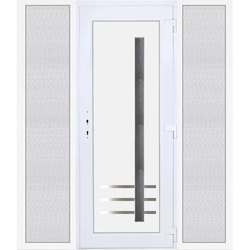 Műanyag bejárati ajtó 200x210 jobbos Daytona 1 üveges 3 rétegű üveggel extra vastag hőszigetelt panellal oldalvilágítóval 5 kamrás fehér