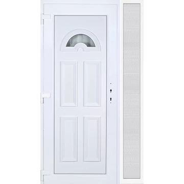 Műanyag bejárati ajtó 130x210 balos Miami 1 üveges oldalvilágítóval 5 kamrás fehér