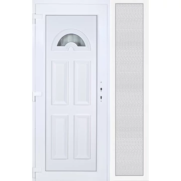 Műanyag bejárati ajtó 140x210 balos Miami 1 üveges oldalvilágítóval 5 kamrás fehér