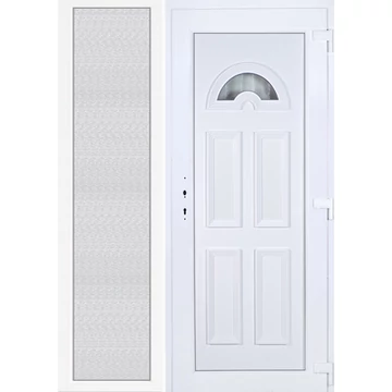 Műanyag bejárati ajtó 150x210 jobbos Miami 1 üveges oldalvilágítóval 5 kamrás fehér