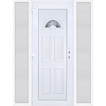 Műanyag bejárati ajtó 180x210 balos Miami 1 üveges oldalvilágítóval 5 kamrás fehér