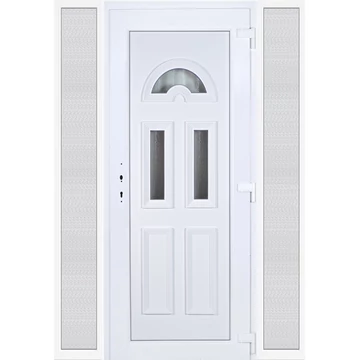Műanyag bejárati ajtó 160x210 jobbos Miami 3 üveges oldalvilágítóval 5 kamrás fehér