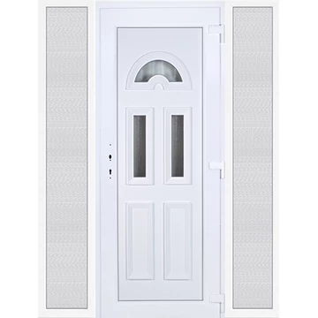 Műanyag bejárati ajtó 180x210 jobbos Miami 3 üveges oldalvilágítóval 5 kamrás fehér