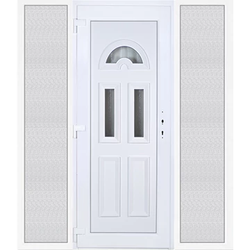 Műanyag bejárati ajtó 200x210 balos Miami 3 üveges oldalvilágítóval 5 kamrás fehér