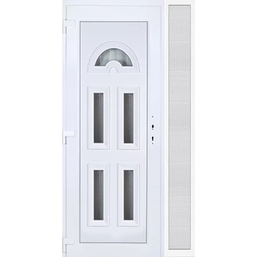 Műanyag bejárati ajtó 120x210 balos Miami 5 üveges oldalvilágítóval 5 kamrás fehér