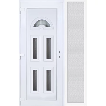 Műanyag bejárati ajtó 140x210 balos Miami 5 üveges oldalvilágítóval 5 kamrás fehér