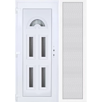 Műanyag bejárati ajtó 150x210 balos Miami 5 üveges oldalvilágítóval 5 kamrás fehér