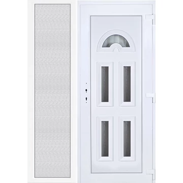 Műanyag bejárati ajtó 150x210 jobbos Miami 5 üveges oldalvilágítóval 5 kamrás fehér