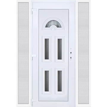 Műanyag bejárati ajtó 160x210 balos Miami 5 üveges oldalvilágítóval 5 kamrás fehér