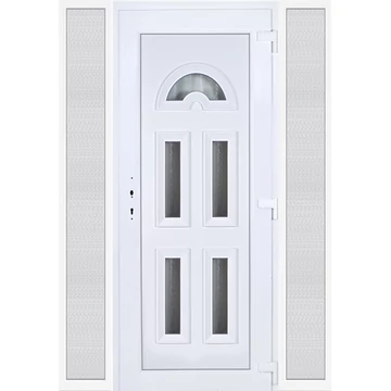 Műanyag bejárati ajtó 160x210 jobbos Miami 5 üveges oldalvilágítóval 5 kamrás fehér