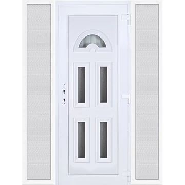 Műanyag bejárati ajtó 180x210 jobbos Miami 5 üveges oldalvilágítóval 5 kamrás fehér