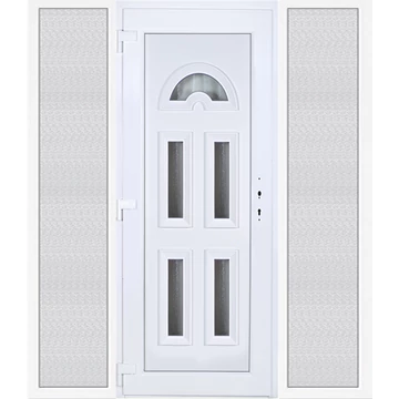 Műanyag bejárati ajtó 200x210 balos Miami 5 üveges oldalvilágítóval 5 kamrás fehér