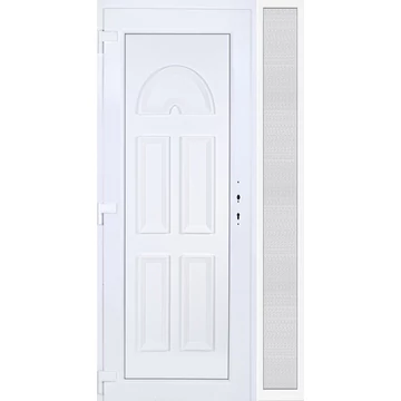 Műanyag bejárati ajtó 120x210 balos Miami tömör oldalvilágítóval 5 kamrás fehér