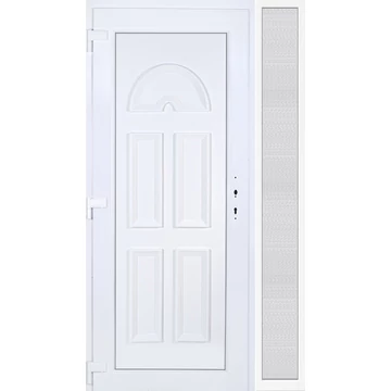 Műanyag bejárati ajtó 130x210 balos Miami tömör oldalvilágítóval 5 kamrás fehér